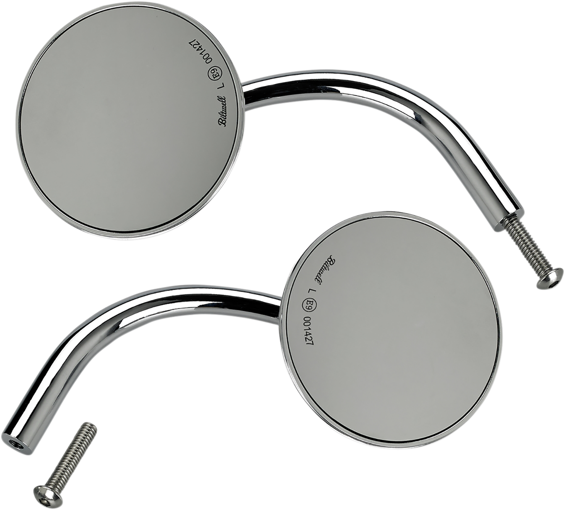 BILTWELL Mirrors - Utility - Side View - Round - Perch - Chrome - Pair
