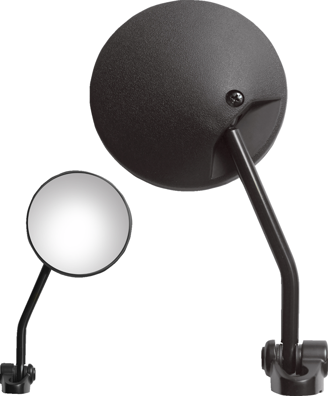 PARTS UNLIMITED Mirror - Flag - Side View - Round - Black