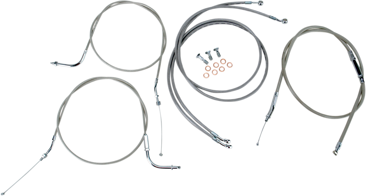 BARON Stainless Handlebar Cable/Line Kit - 12"-14" - '04-07 Roadstar