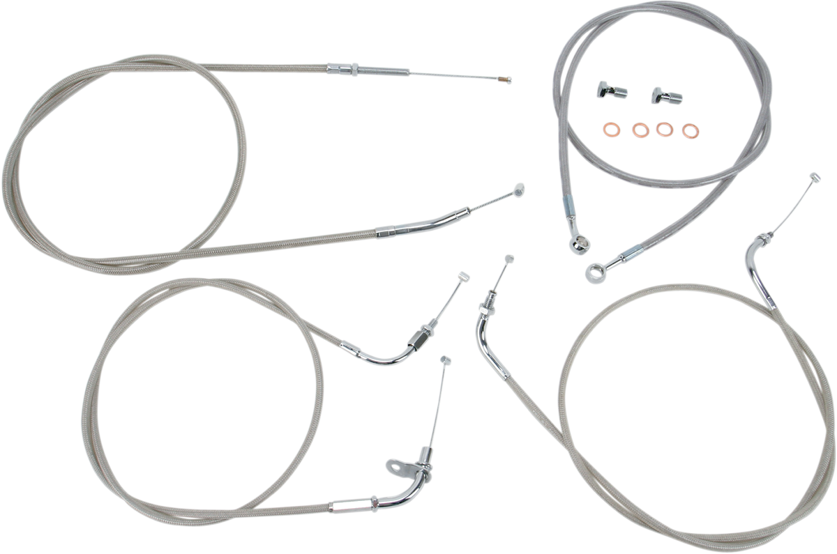 BARON Stainless Handlebar Cable/Line Kit - 15"-17" - XVS650CL
