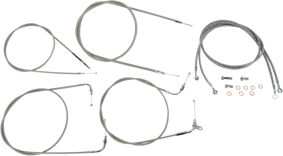 BARON Stainless Handlebar Cable/Line Kit - 15"-17" - XVS1100CL