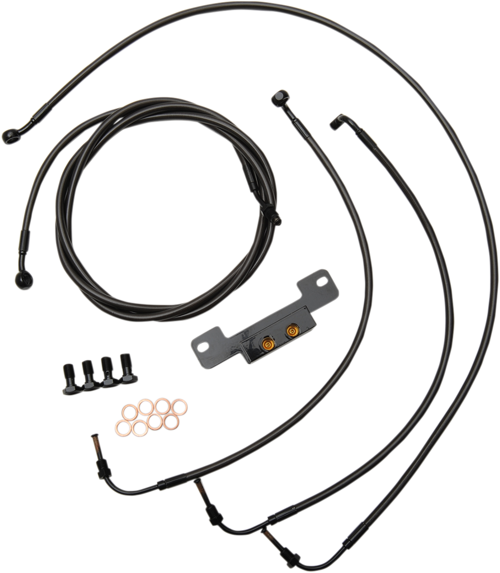 LA CHOPPERS Standard Midnight Braided Handlebar Cable/Brake Line Kit - 12"-14" Ape Hangers - '17-'19 Touring