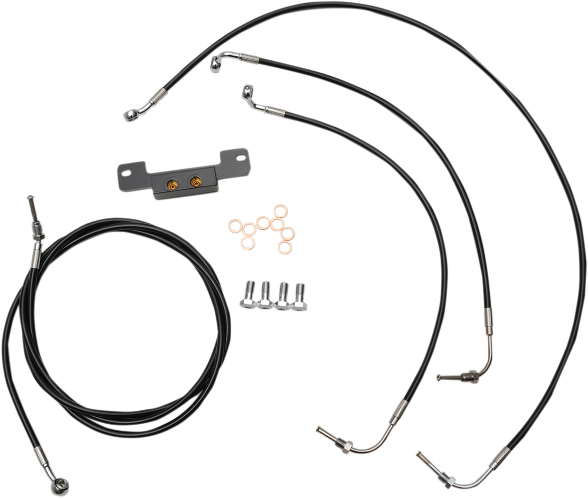 LA CHOPPERS Standard Black Vinyl Handlebar Cable/Brake Line Kit - 15"-17" Ape Hangers - '17-'19 Touring