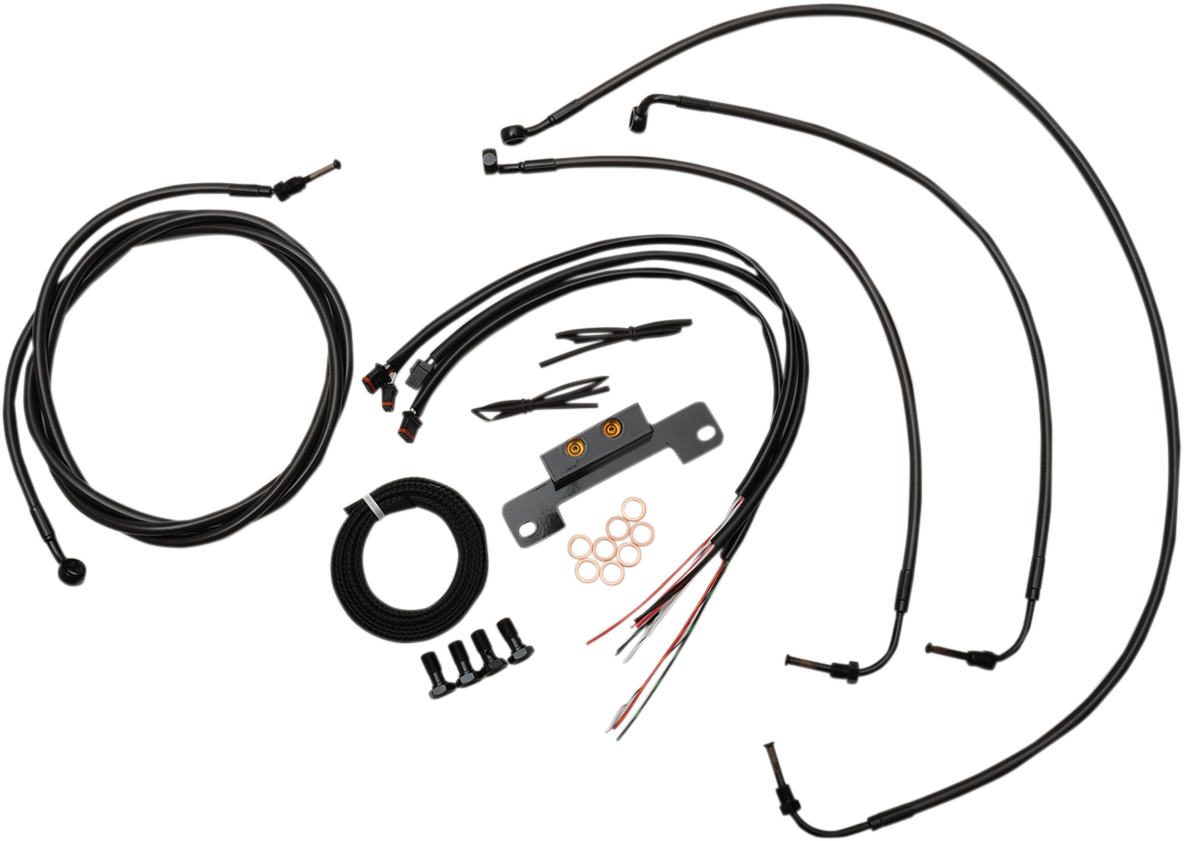 LA CHOPPERS Complete Midnight Braided Cable Kit - 18"-20" Handlebars - '17-'20 Touring