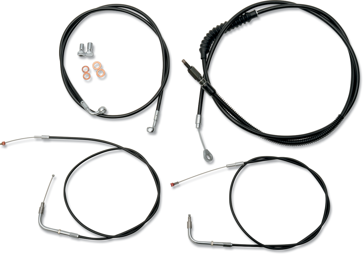 LA CHOPPERS Standard Black Vinyl Handlebar Cable/Brake Line Kit - 15"-17" Ape Hangers - '08-'17 FXDF