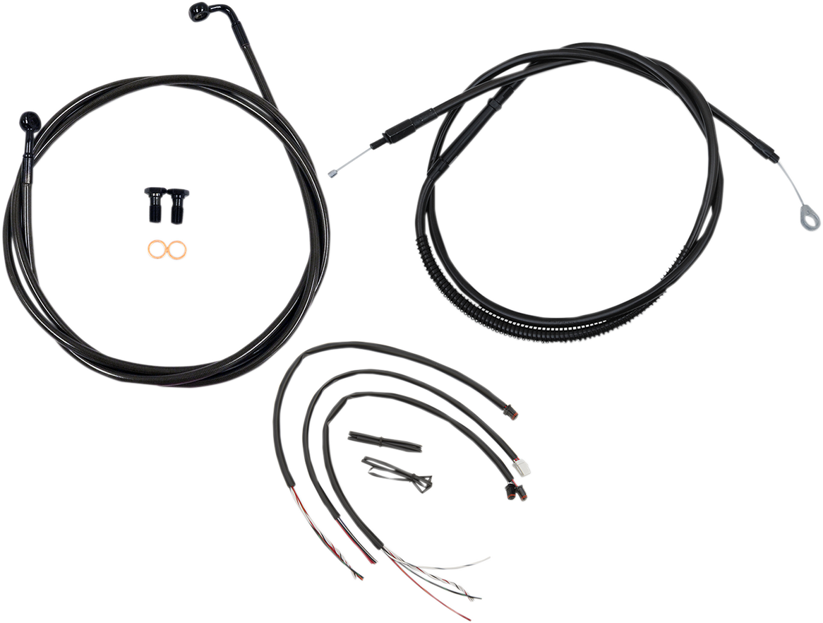 LA CHOPPERS Complete Midnight Braided Cable Kit - 12"-14" Handlebars - '18-'19 Softail