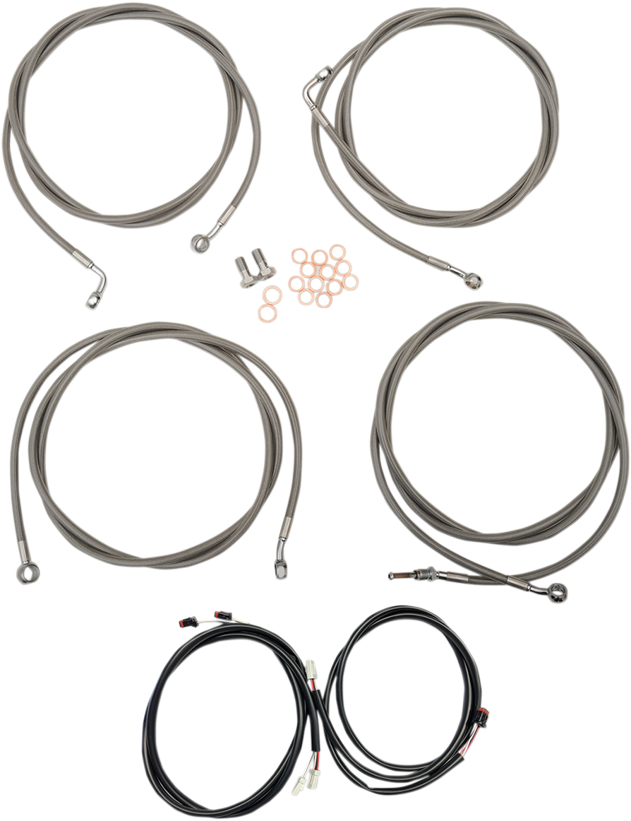 LA CHOPPERS Complete Plug-and-Play Cable Kit - 12" - 14" Handlebars - '17-'20 Touring - ABS - Stainless