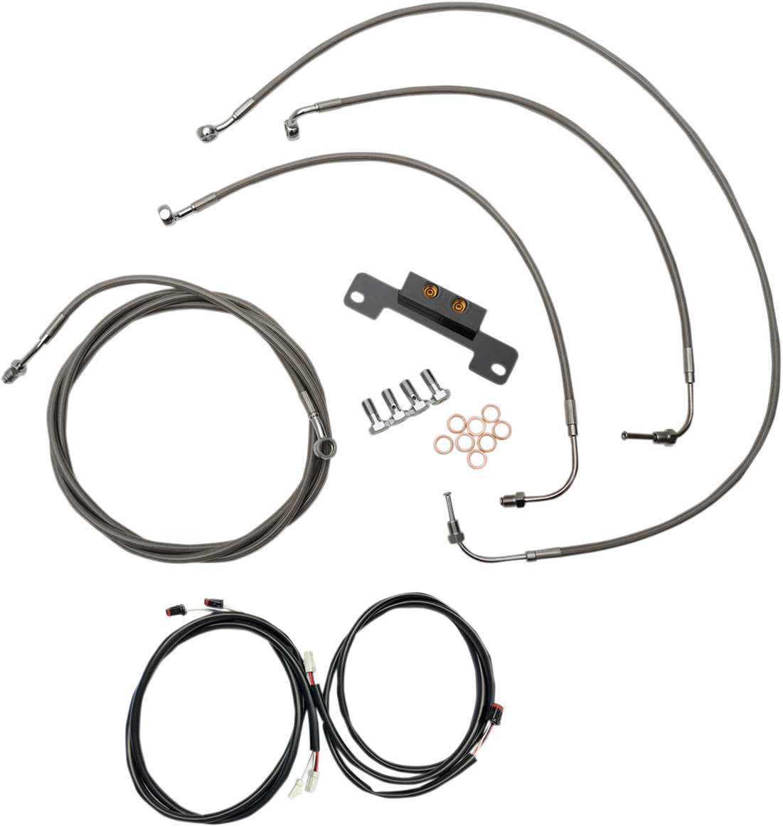 LA CHOPPERS Complete Plug-and-Play Cable Kit - 12" - 14" Handlebars - '17-'19 Touring - Stainless