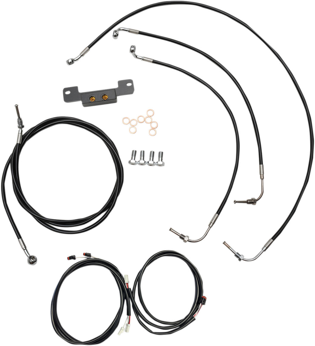 LA CHOPPERS Complete Plug-and-Play Cable Kit - 12" - 14" Handlebars - '17-'19 Touring - Black
