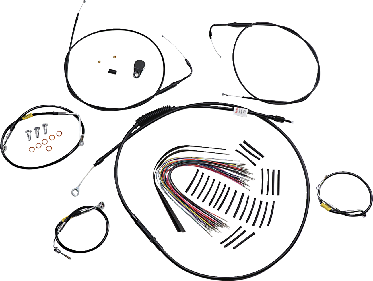 BURLY BRAND Control Kit for Early Touring Bikes with Bagger Bar Handlebars - 15" - Non-Cruise - Black