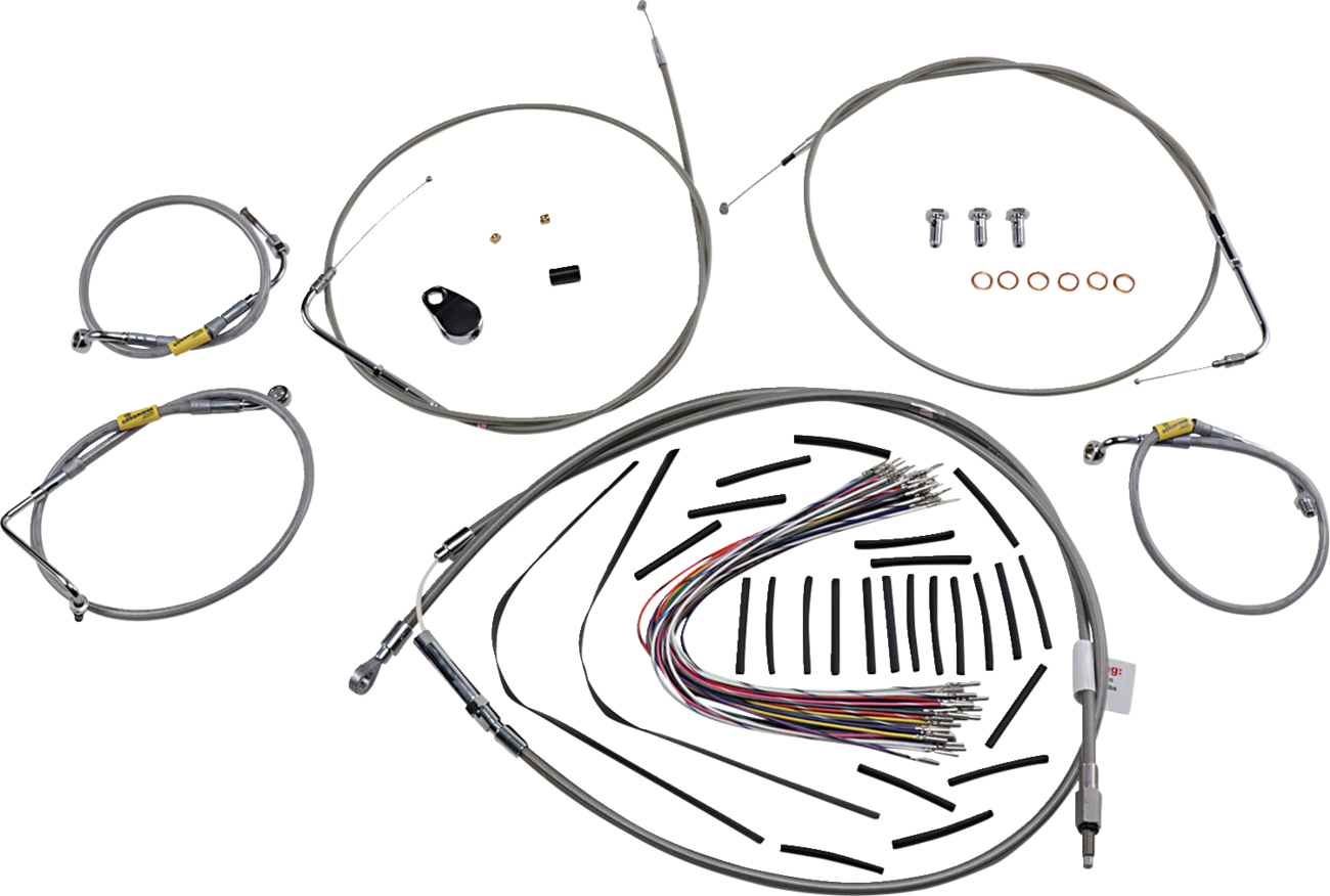 BURLY BRAND Control Kit for Early Touring Bikes with Bagger Bar Handlebars - 13" - Non-Cruise - Stainless