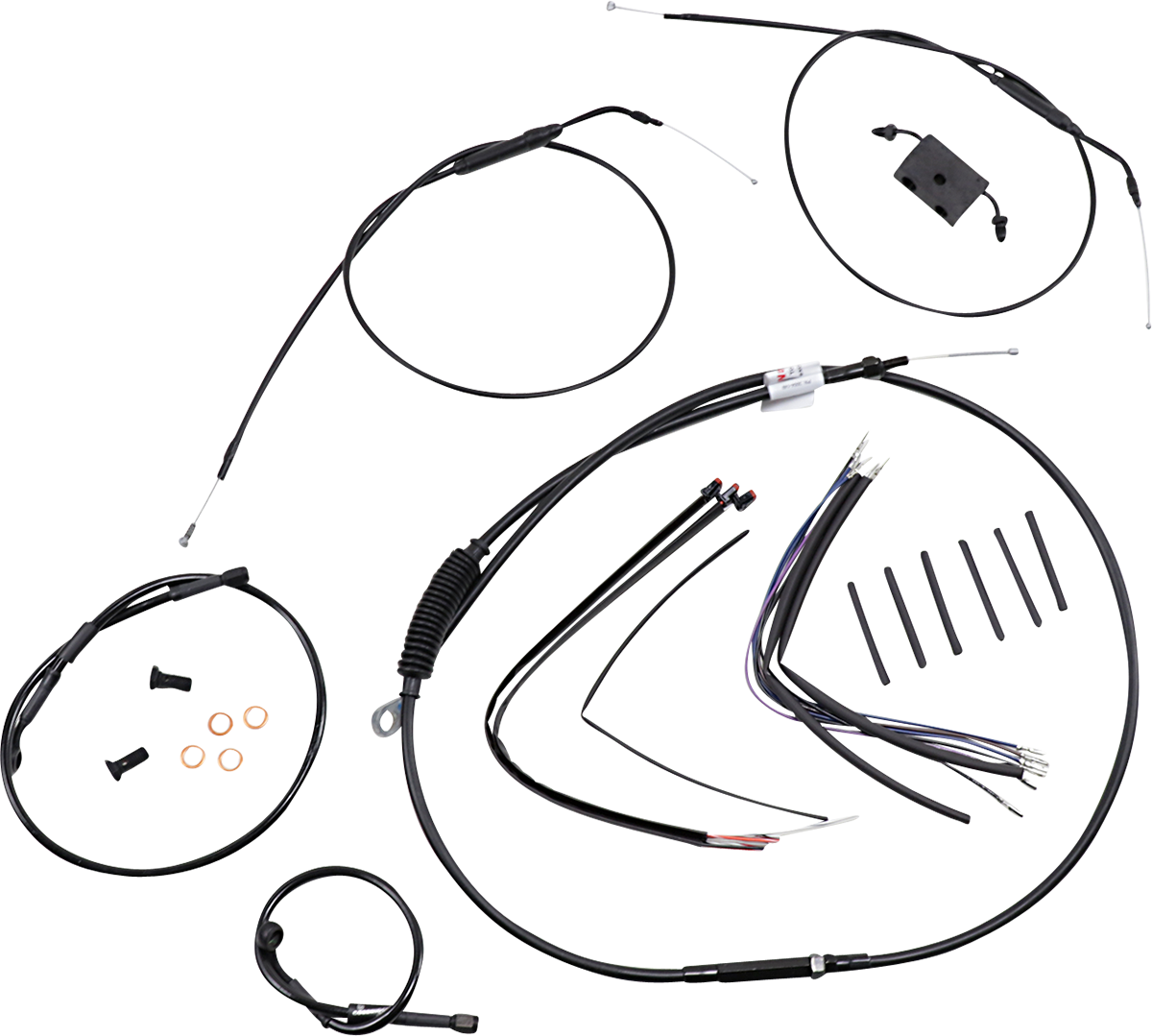 BURLY BRAND Extended Handlebar Cable and Brake Line Kit for Sportsters with ABS - 12" Ape Hanger Handlebars