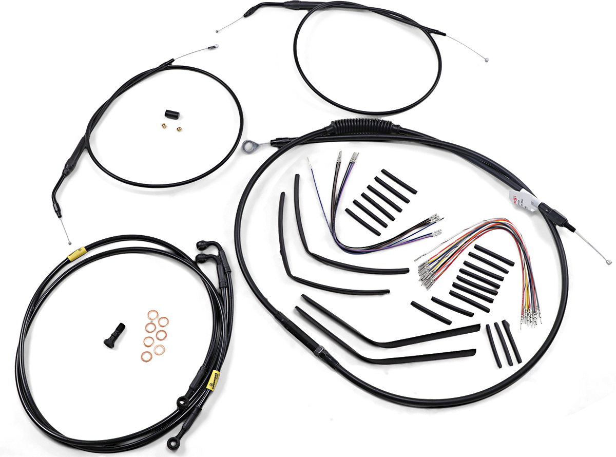 BURLY BRAND Jail Bar Cable Kit - 12" Handlebars - Black Vinyl - '08-'11 FXDF