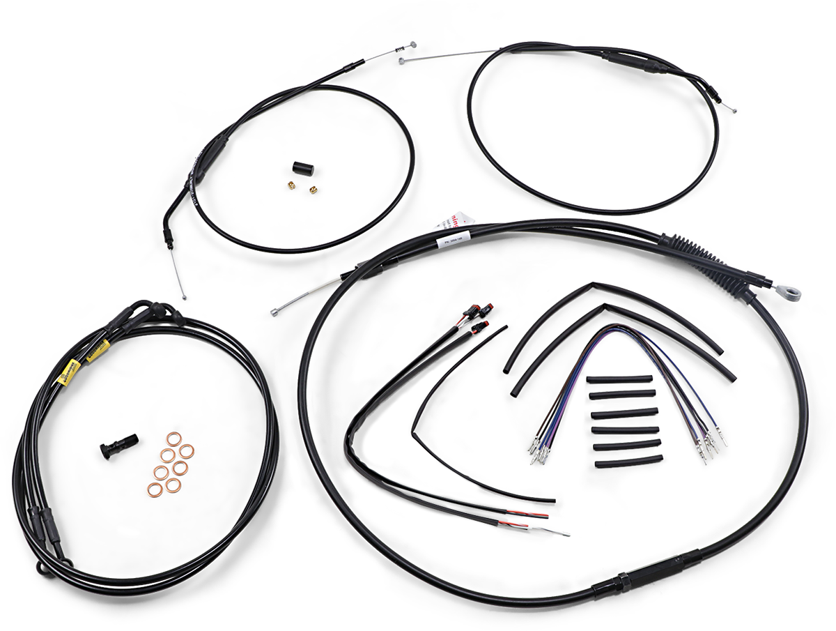 BURLY BRAND Jail Bar Cable Kit - 12" Handlebars - Black Vinyl - '12-'17 Dyna