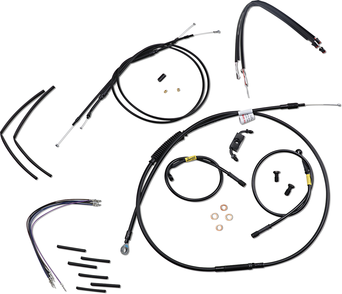 BURLY BRAND Jail Bar Cable Kit - 14" Handlebars - Black Vinyl - '12-'17 FXDWG