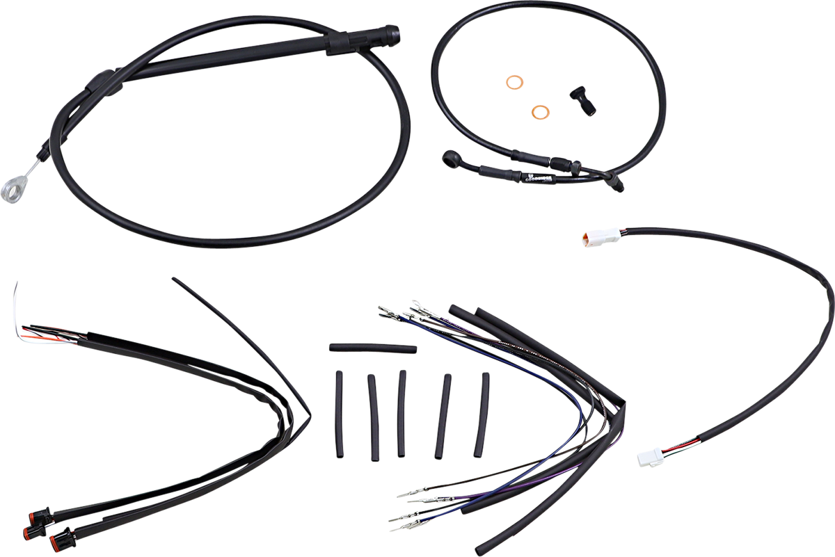 BURLY BRAND Jail Bar Cable Kit - 12" Handlebars - Black Vinyl - '18-'24 Softail