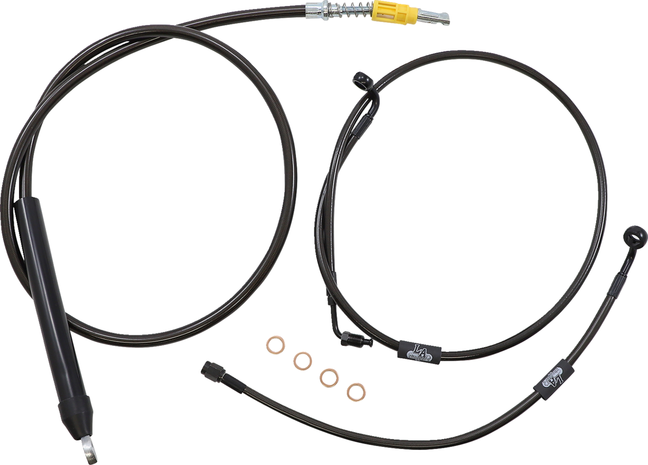 LA CHOPPERS Standard Midnight Braided Handlebar Cable/Brake Line Kit - 18"-20" Ape Hangers - '18-'22 Softail