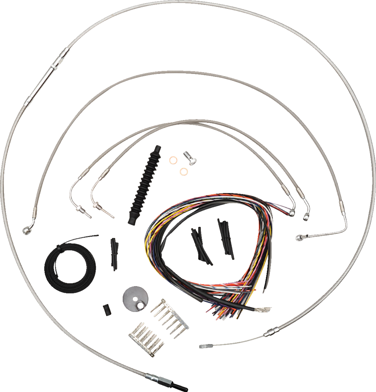 LA CHOPPERS Complete Stainless Braided Handlebar Cable/Brake Line Kit - 12"-14" Handlebars - '18-'22 Softail