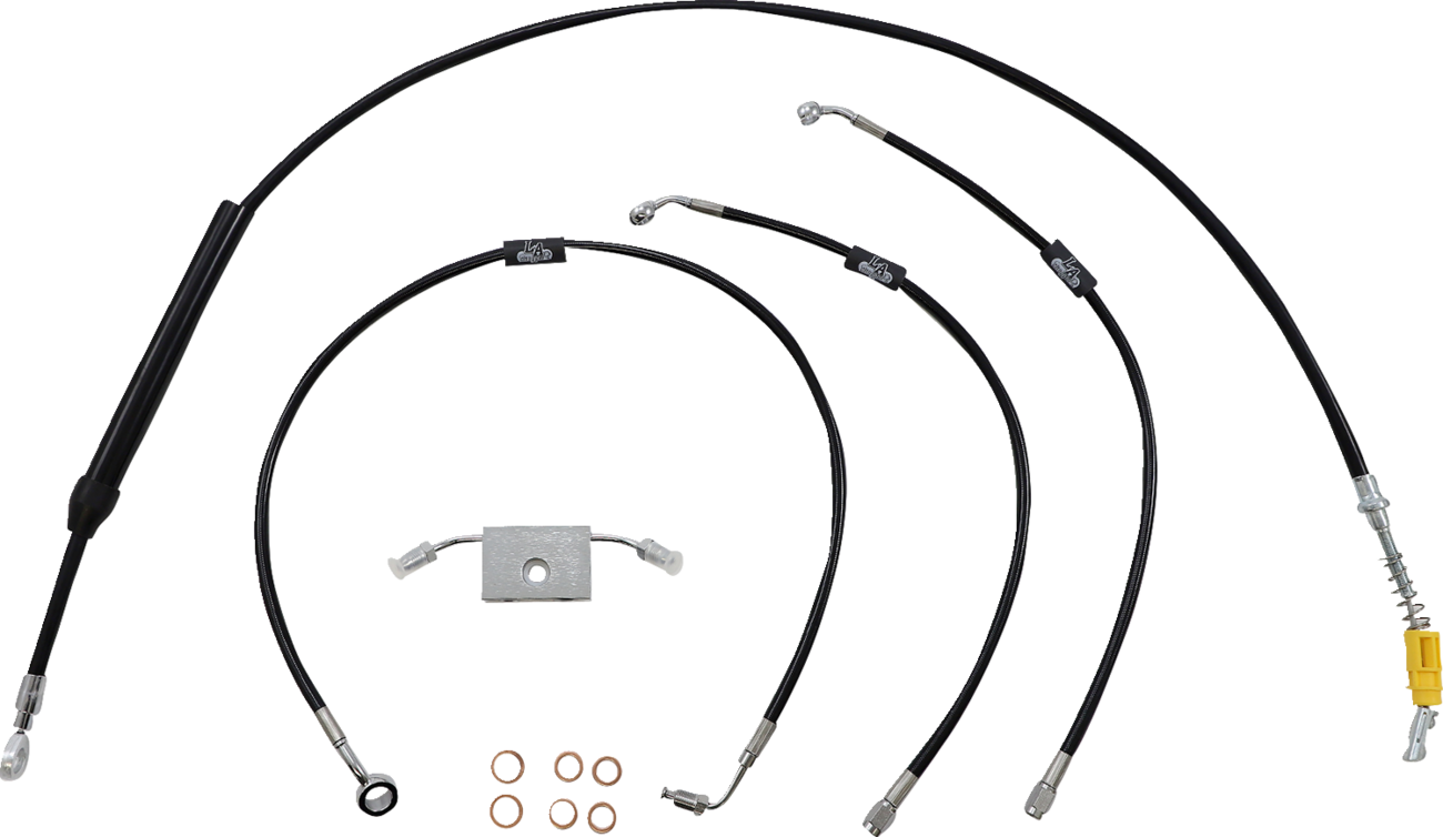 LA CHOPPERS Standard Black Vinyl Handlebar Cable/Brake Line Kit - 12"-14" Ape Hangers - '18-'22 Softail