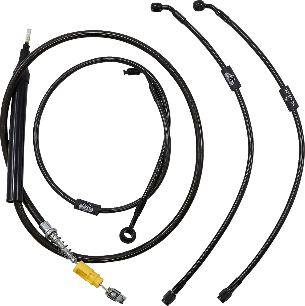 LA CHOPPERS Standard Midnight Braided Handlebar Cable/Brake Line Kit - 15"-17" Ape Hangers - '18-'22 Softail