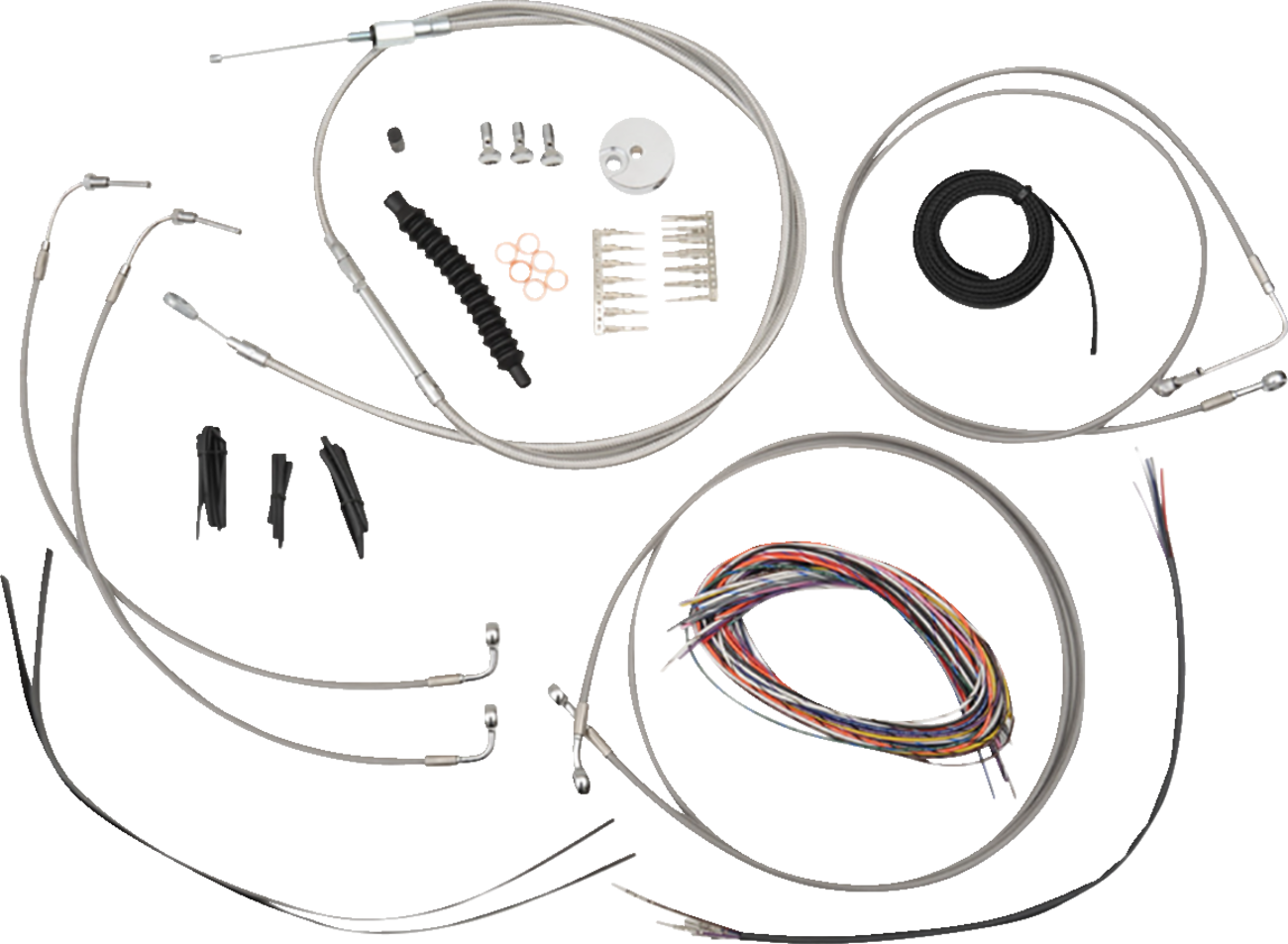 LA CHOPPERS Complete Stainless Braided Handlebar Cable/Brake Line Kit - Mini Handlebars - '18-'22 Softail