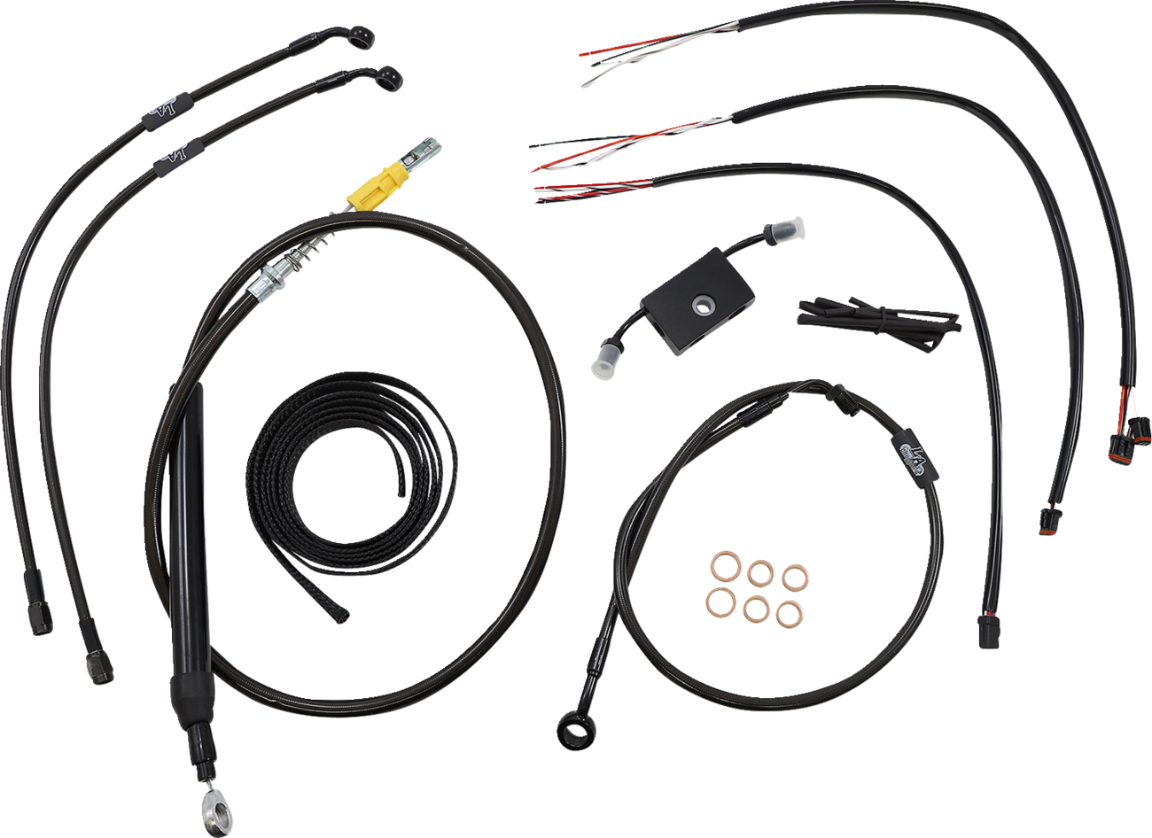 LA CHOPPERS Complete Midnight Braided Cable Kit - Quick Connect - 12"-14" Handlebars - ABS - '18-'22 Softail