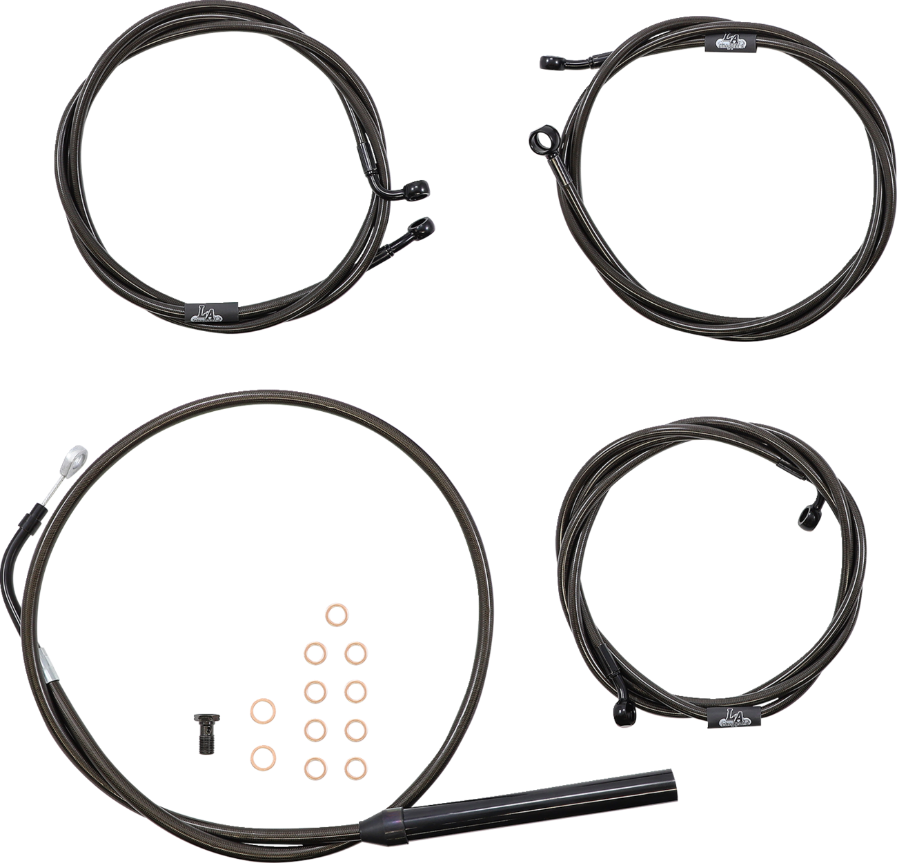 LA CHOPPERS Standard Midnight Braided Handlebar Cable/Brake Line Kit - 12"-14" Ape Hangers - '21-'22 FLH
