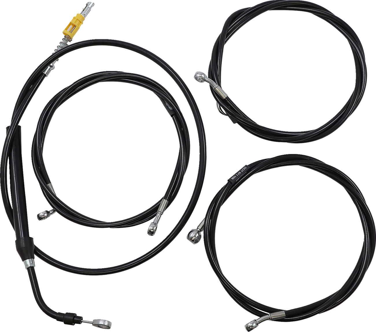LA CHOPPERS Complete Black Vinyl Braided Handlebar Cable/Brake Line Kit - 12"-14" Handlebars - '21-'22 FLH