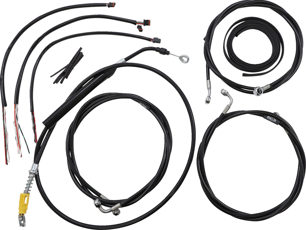 LA CHOPPERS Complete Black Vinyl Braided Handlebar Cable/Brake Line Kit - 15"-17" Handlebars - '21-'22 FLH