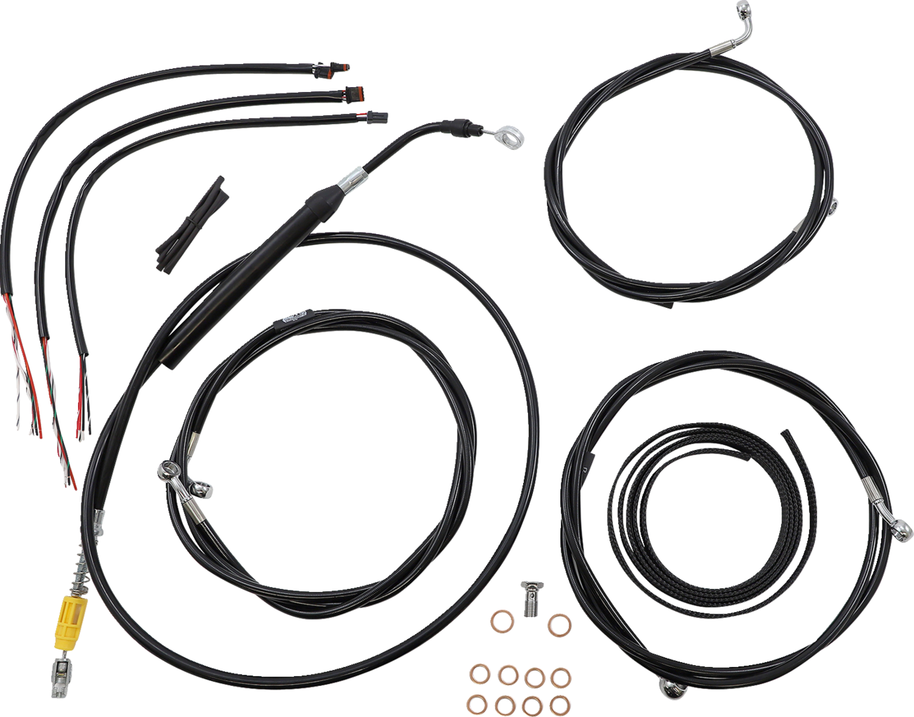 LA CHOPPERS Complete Black Vinyl Braided Handlebar Cable/Brake Line Kit - 18"-20" Handlebars - '21-'22 FLH