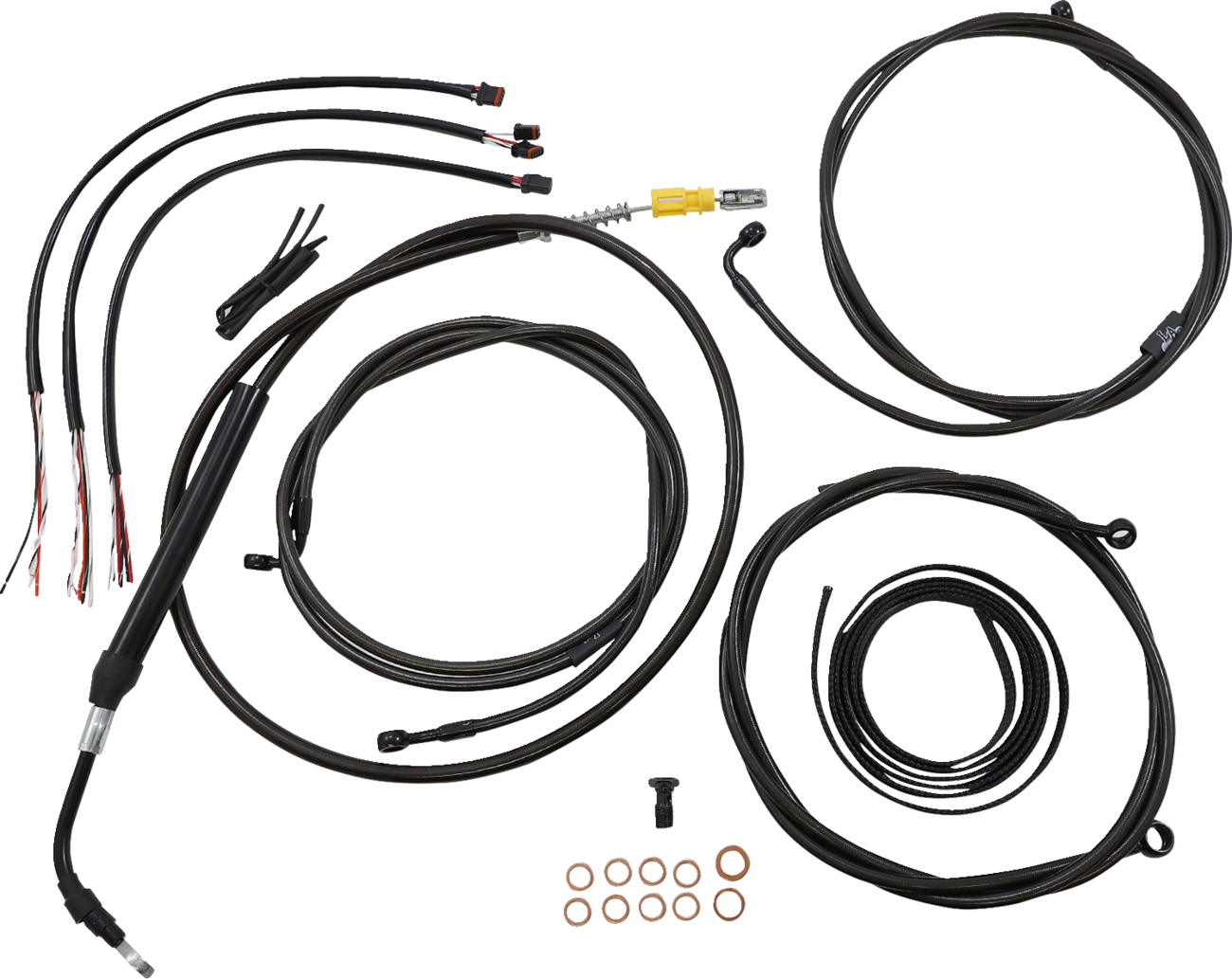 LA CHOPPERS Complete Midnight Braided Cable Kit - 18"-20" Handlebars - ABS - '21-'22 Touring