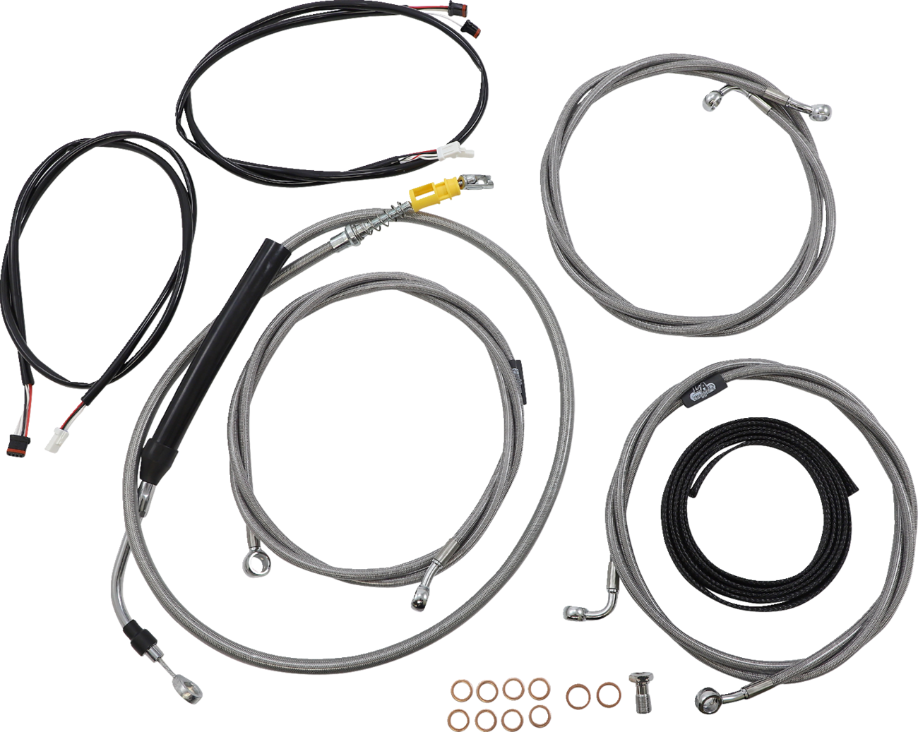 LA CHOPPERS Complete Plug-and-Play Cable Kit - 12" - 14" Handlebars - '21-'22 FLH - ABS - Stainless