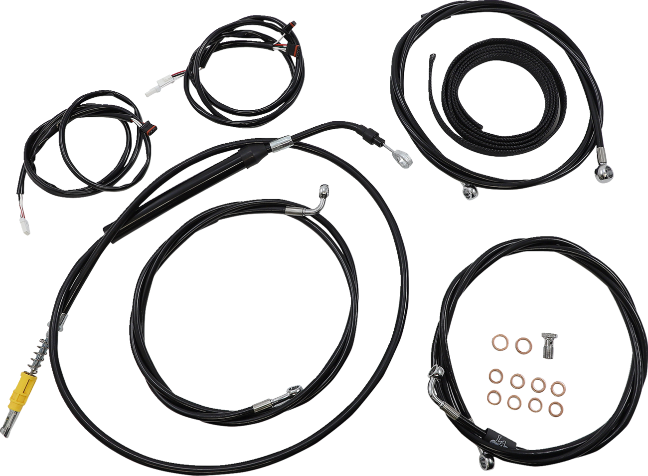 LA CHOPPERS Complete Plug-and-Play Cable Kit - 18" - 20" Handlebars - '21-'22 FLH - ABS - Black