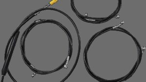 LA CHOPPERS Standard Midnight Braided Handlebar Cable/Brake Line Kit - 12"-14" Ape Hangers - '21-'22 Touring