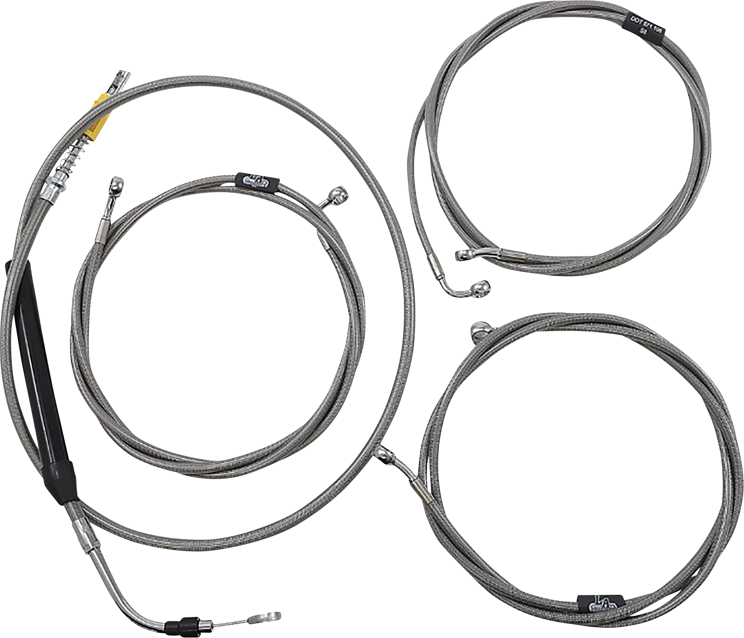 LA CHOPPERS Standard Stainless Braided Handlebar Cable/Brake Line Kit - 15"-17" Ape Hangers - '21-'22 Touring