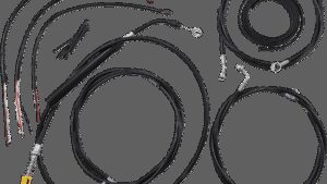 LA CHOPPERS Complete Black Vinyl Braided Handlebar Cable/Brake Line Kit - 15"-17" Handlebars - '21-'22 Touring