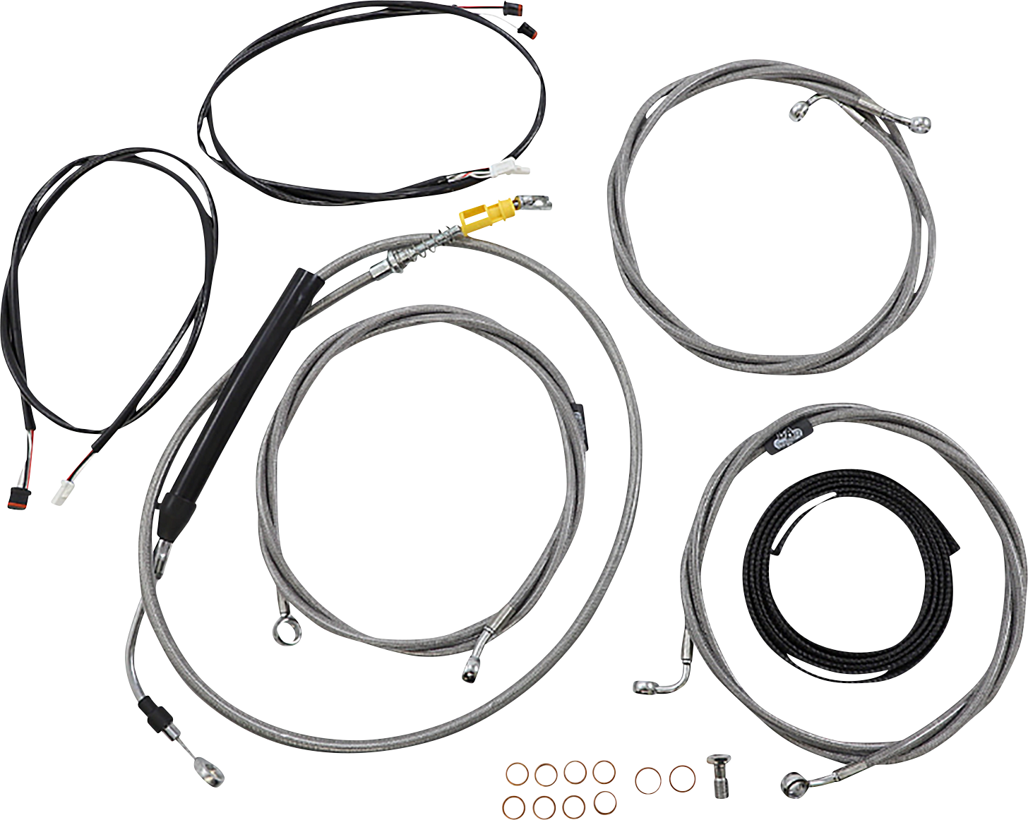 LA CHOPPERS Complete Plug-and-Play Cable Kit - 18" - 20" Handlebars - '21-'22 FLTR - ABS - Stainless