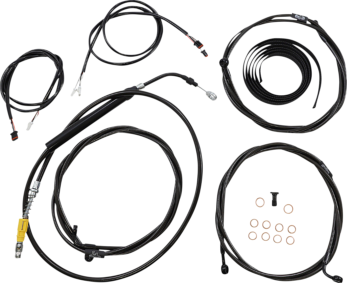 LA CHOPPERS Complete Plug-and-Play Cable Kit - 18" - 20" Handlebars - '21-'22 FLTR - ABS - Midnight