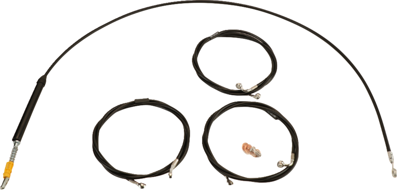 LA CHOPPERS Standard Black Vinyl Handlebar Cable/Brake Line Kit - Stock Ape Hangers - '23-'25 Touring