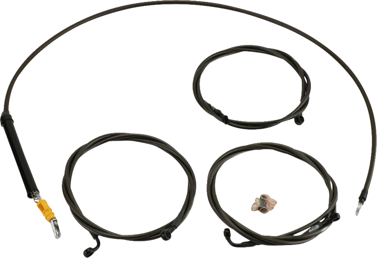 LA CHOPPERS Standard Midnight Braided Handlebar Cable/Brake Line Kit - Stock Ape Hangers - '23-'25 Touring
