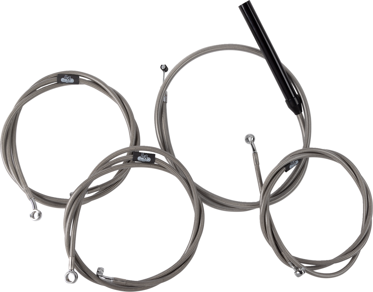 LA CHOPPERS Complete Stainless Braided Handlebar Cable/Brake Line Kit - 12"-14" Handlebars - '23-'25 Touring