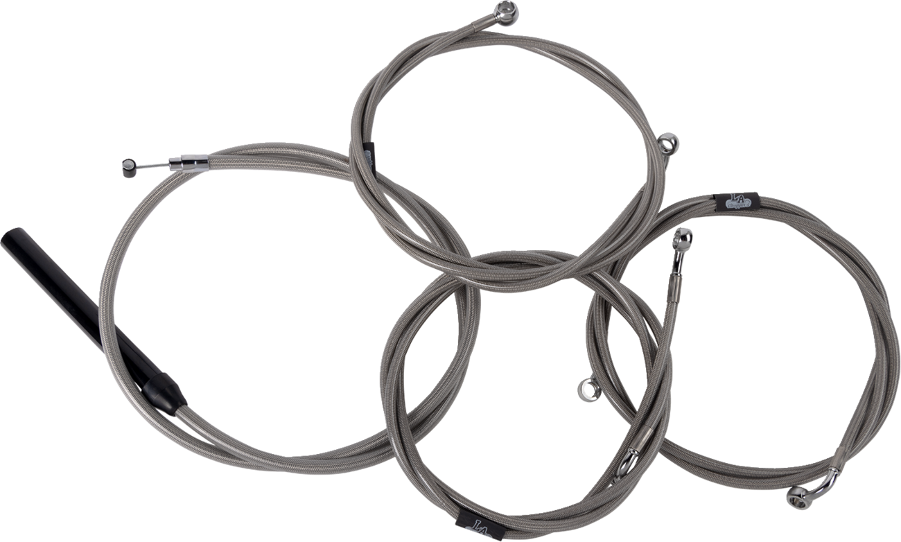 LA CHOPPERS Complete Stainless Braided Handlebar Cable/Brake Line Kit - 15"-17" Handlebars - '23-'25 Touring