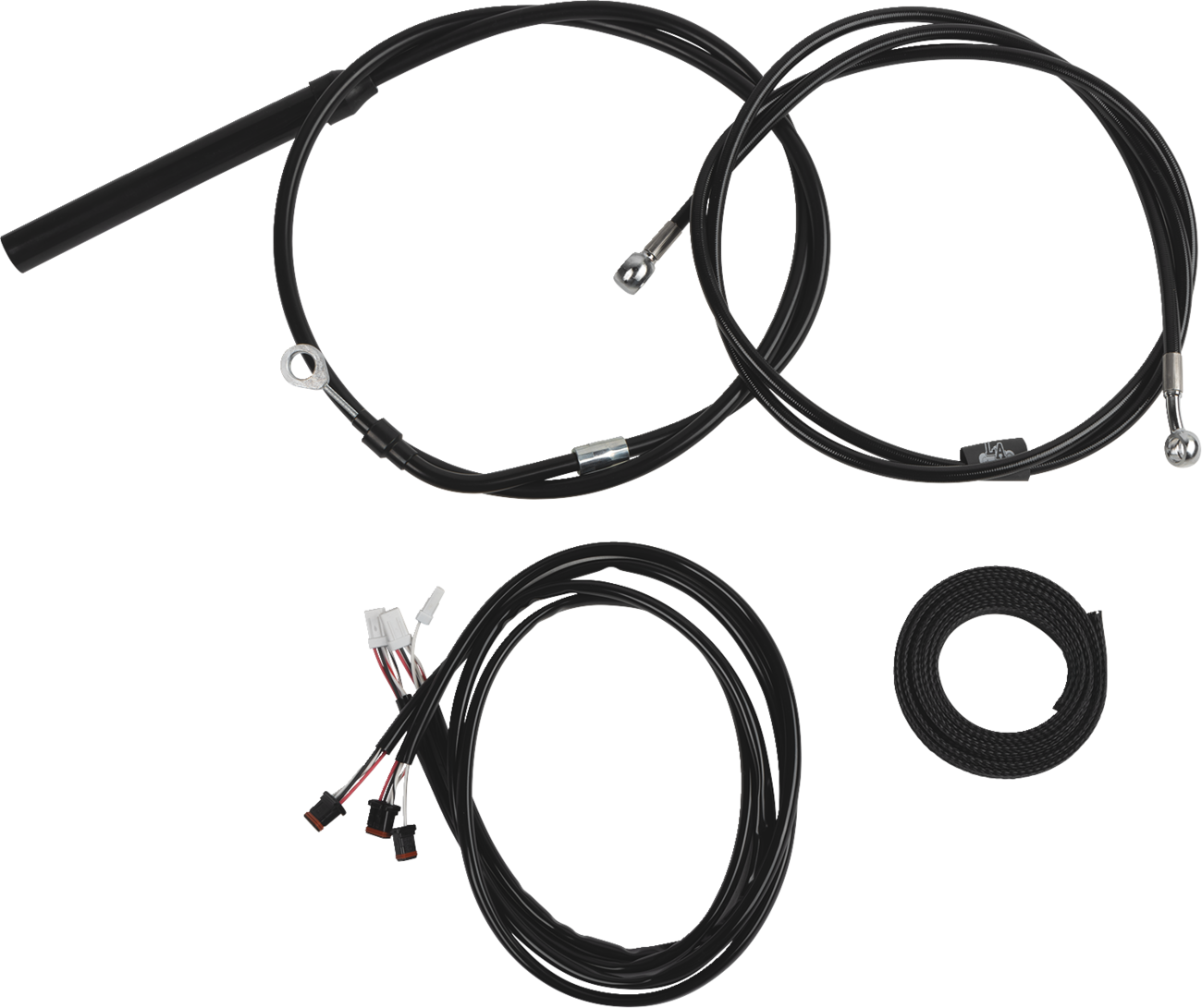 LA CHOPPERS Complete Plug-and-Play Cable Kit - Upper - 12" - 14" Handlebars - '21-'22 FLH - Black