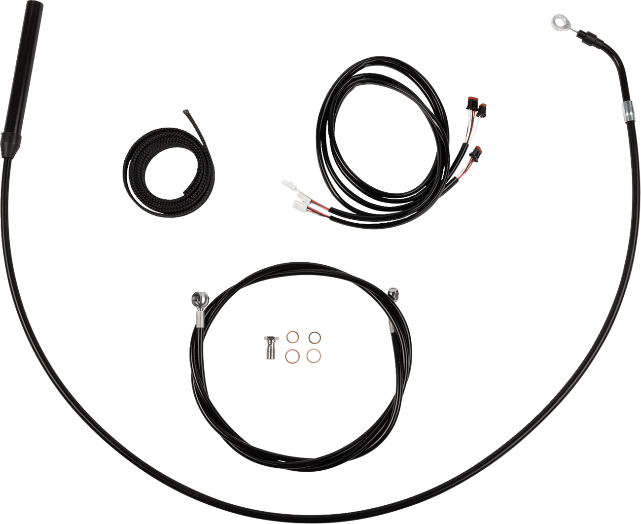 LA CHOPPERS Complete Plug-and-Play Cable Kit - Upper - 15" - 17" Handlebars - '21-'22 FLH - Black