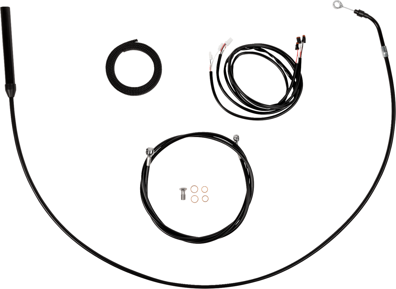 LA CHOPPERS Complete Plug-and-Play Cable Kit - Upper - 18" - 20" Handlebars - '21-'22 FLH - Black