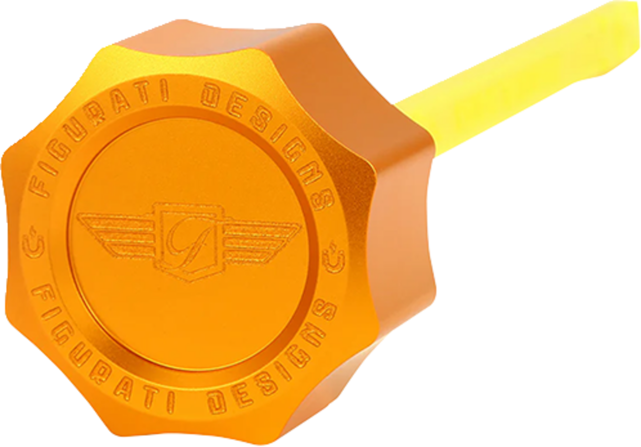 FIGURATI DESIGNS Performance Magnetic Oil Dipstick - Curved - Gold - M8 Touring/Trike