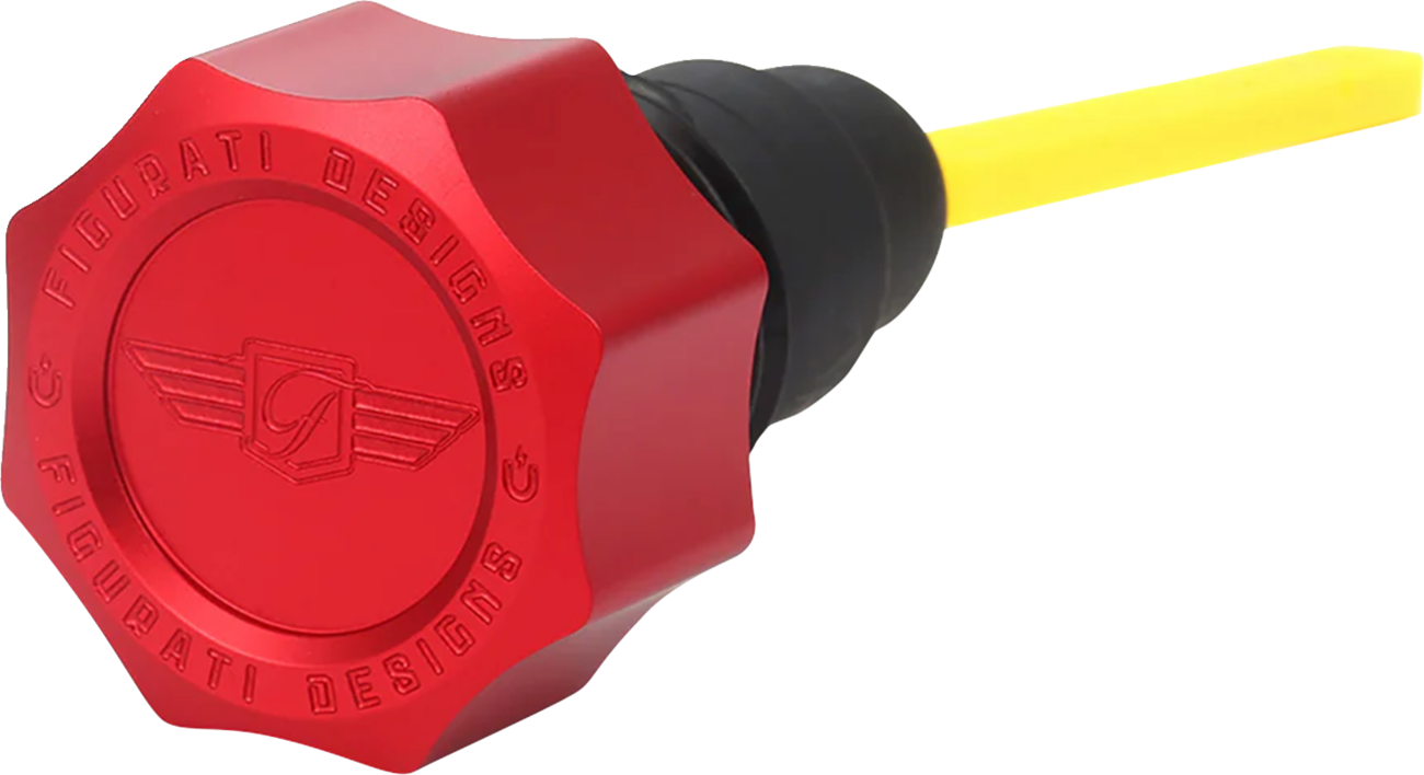 FIGURATI DESIGNS Performance Magnetic Oil Dipstick - Curved - Red - '07-'16 Touring/Trike