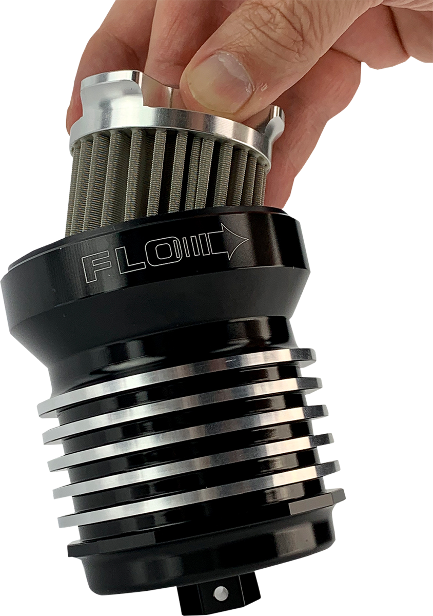 PC RACING Flo® "Spin-On" Oil Filter - Black with Cooling Fins