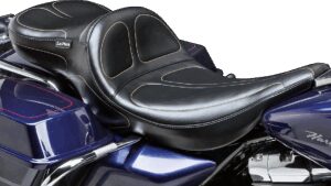 LE PERA Maverick Daddy Long Legs Seat - Black - Stitched - FLHR '02-'07