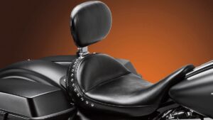 LE PERA Monterey Solo Seat - With Driver Backrest - Smooth - Black - FL '08-'23